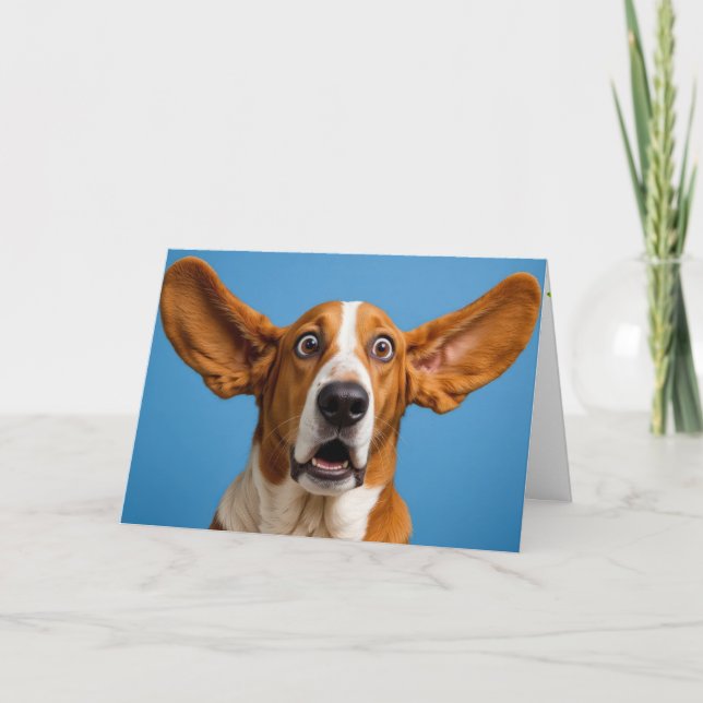Basset Hound Surprised Birthday Card (Front)