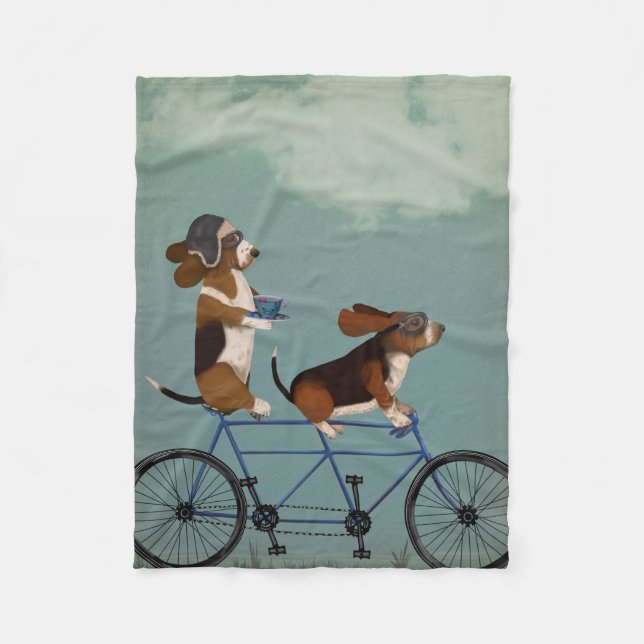 Basset Hound Tandem Fleece Blanket (Front)