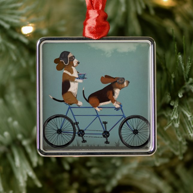 Basset Hound Tandem Metal Tree Decoration (Tree)