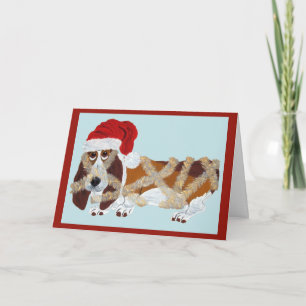 Basset Hound tangled in Tinsel Card