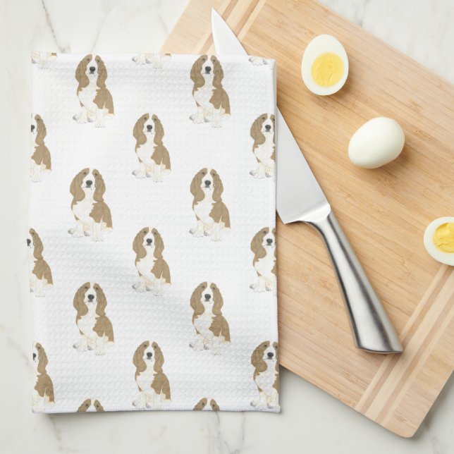 Basset Hound Tea Towel (Quarter Fold)