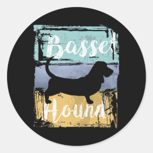 Basset Hound Tee - Vintage Retro Basset Hound Dog Classic Round Sticker