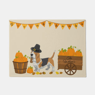 Basset Hound Thanksgiving Doormat