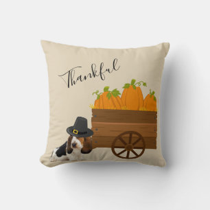 Basset Hound Thanksgiving Fall Accent Pillow
