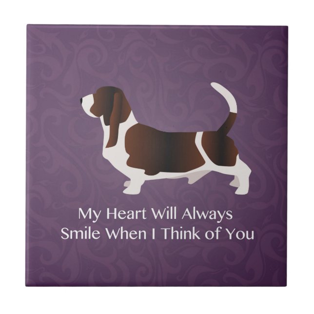 Basset Hound Thinking of You Design Tile (Front)