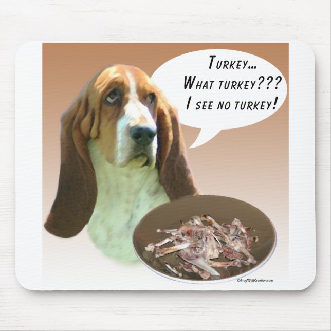 Basset Hound Turkey Mouse Mat (Front)