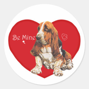 Basset Hound Valentine Classic Round Sticker