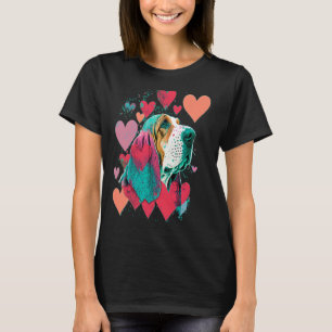 Basset Hound Valentines Day Cute Dog Turquoise Pi T-Shirt
