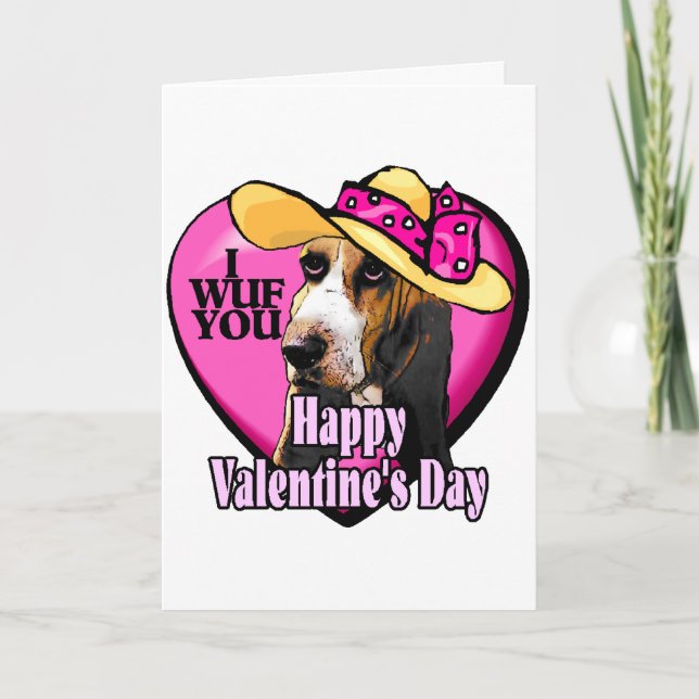 Basset Hound Valentines Day Gifts Holiday Card (Front)