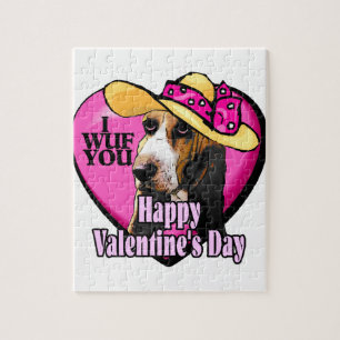 Basset Hound Valentines Day Jigsaw Puzzle