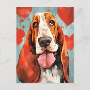 Basset Hound Valentines day Postcard