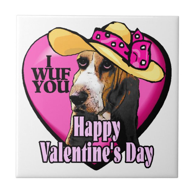 Basset Hound Valentines Day Tile (Front)