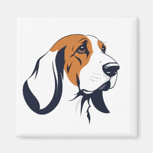 Basset Hound Vector Art Animal Modern Urban City Magnet
