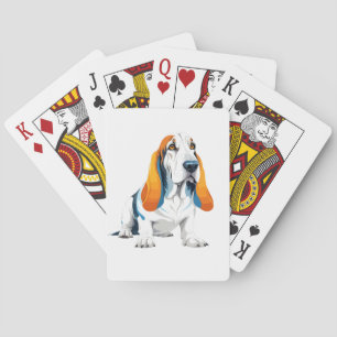 Basset Hound Vector Art with Vibrant Colours Playing Cards