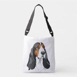 Basset Hound Vector Graphic Art Portrait Animal  Crossbody Bag
