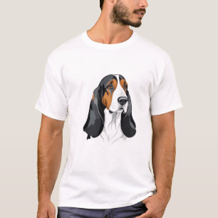 Basset Hound Vector Graphic Art Portrait Animal T-Shirt