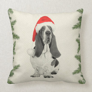Basset Hound Vintage Style Christmas Cushion