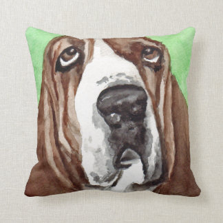 Basset Hound Watercolor Art Cushion