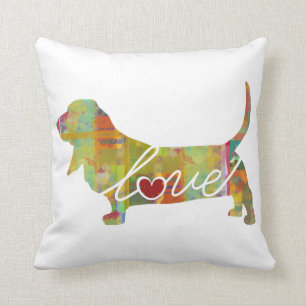 Basset Hound Watercolor Cushion