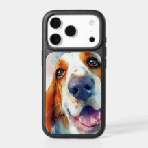 Basset hound watercolor portrait