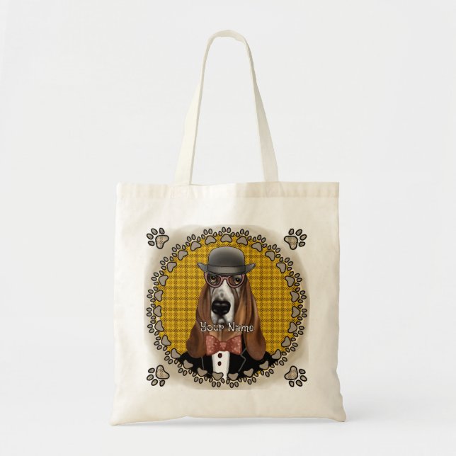 Basset Hound wearing glasses Tote Bag (Front)