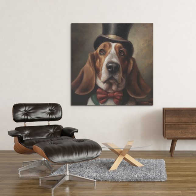Basset Hound wearing top and red bow tie Poster (Creator Uploaded)