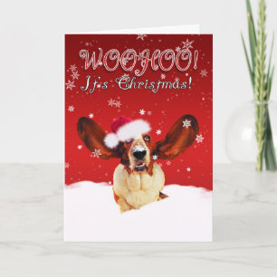 Basset Hound WhooHoo I'ts Christmas Greeting Card