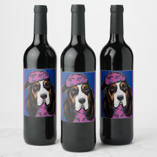 Basset Hound Wine Label