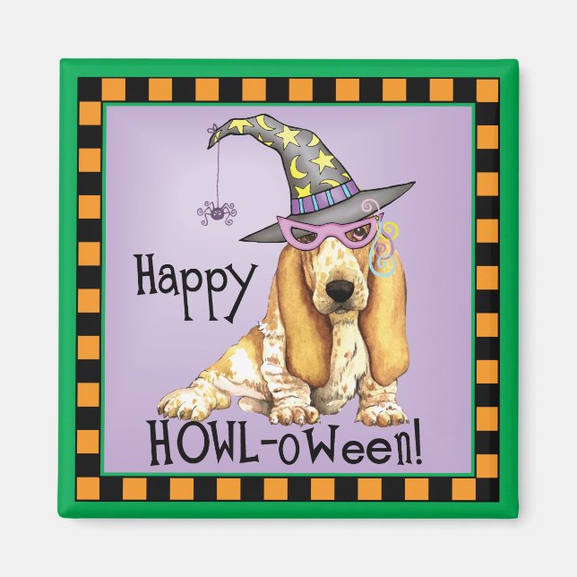 Basset Hound Witch Magnet (Front)