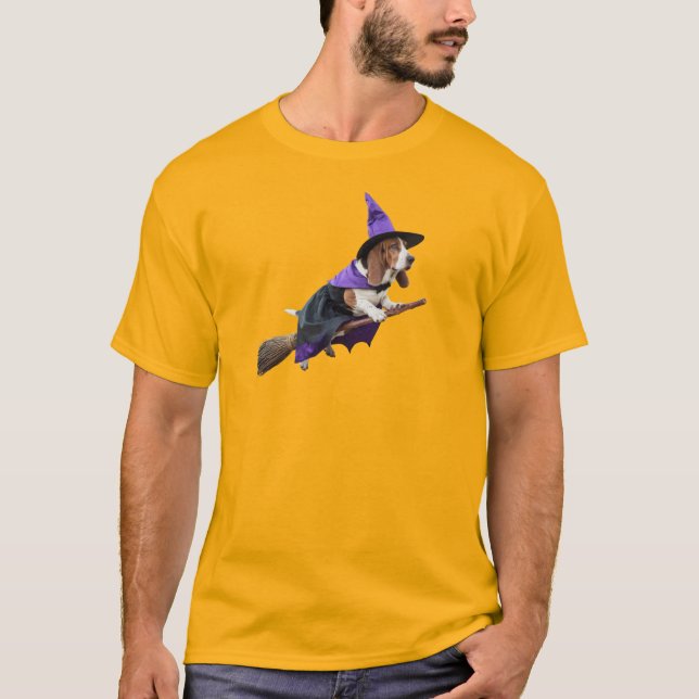 Basset Hound Witch T-Shirt (Front)
