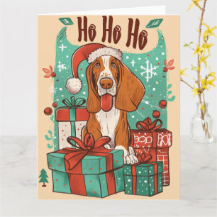 Basset Hound with Gift Boxes Christmas Card