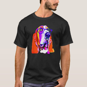 Basset Hound with Glasses Colorful Pop Dog Love T-Shirt