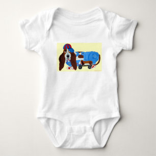 Basset Hound with pull toy T-Shirt Baby Bodysuit