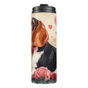 Basset Hound with Roses - Valentine's Day  Thermal Tumbler