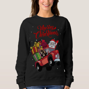 Basset Hound With Santa Claus In Red Truck Dog Sweatshirt