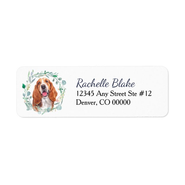 Basset Hound Wreath Return Address (Front)