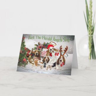 Basset Hound  Xmas Bark Herald Angels card