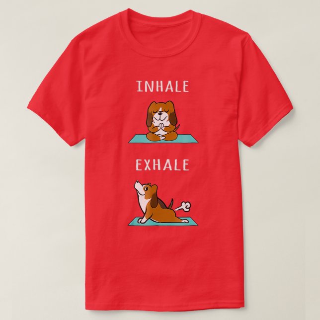 Basset Hound Yoga Inhale Exhale Funny Dog T-Shirt (Design Front)