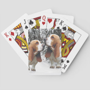 Basset Hounds in the Snowy Woods Playing Cards