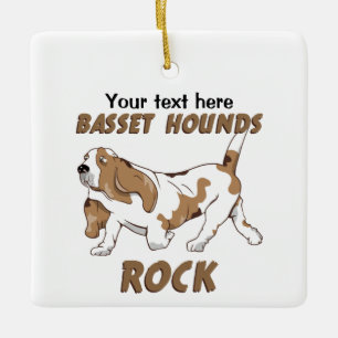 bassET HOUNDS ROCK ALL Ceramic Ornament