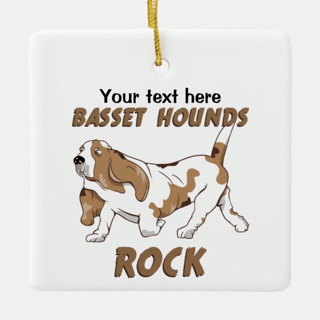 bassET HOUNDS ROCK ALL Ceramic Ornament (Front)