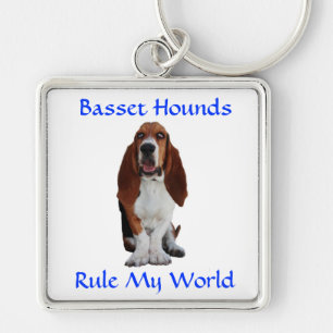 Basset Hounds Rule My World  Premium Keychain