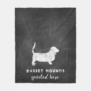 Basset Hounds Spoiled Here Vintage Chalkboard Fleece Blanket
