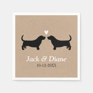 Basset Hounds Wedding Couple with Custom Text Napkin