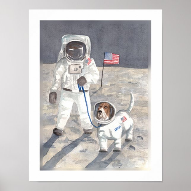 Basset Moon Walk Poster (Front)