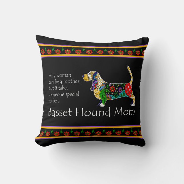 Basset Mum Pillow (Front)