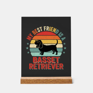 Basset Retriever Retro Sunset Dog Acrylic Sign