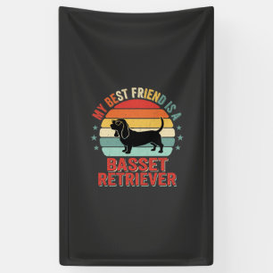 Basset Retriever Retro Sunset Dog Banner