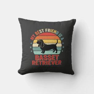 Basset Retriever Retro Sunset Dog Cushion