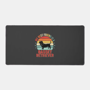 Basset Retriever Retro Sunset Dog Desk Mat